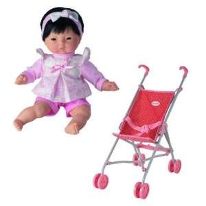   Mon Premier Calin 12 Baby Doll Calin Yang and Stroller Toys & Games