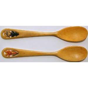   ET26   Two antique carved floral pattern ivory spoons