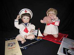 Jill & Justin collectible porcelain dolls Danbury Mint  