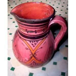 Moroccan Handmade Burgundy Medium Ceramic Pitcher,by Treasures of 