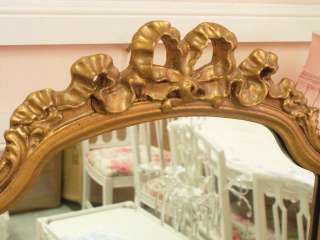 Shabby Cottage Chic Gold Trifold Mirror Vanity Dresser  