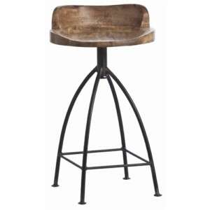 PAIR of SWIVEL COUNTER STOOLS, Wood & Iron, INDUSTRIAL  