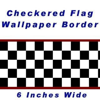  Checkered Flag Cars Nascar Wallpaper Border 9 Inch (Black 