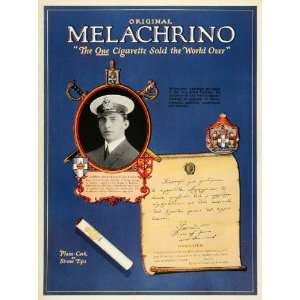  1926 Ad Melachrino Cigarette Crest Crown Prince Paul Greece Tobacco 