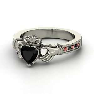  Claddagh Ring, Heart Black Onyx Sterling Silver Ring with 