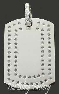 Silver Iced Out Hip Hop Bling Dog Tag Pendant Charm SP  