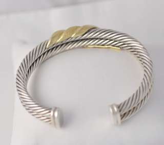 Vintage David Yurman SS 14k Gold Two Row Cable Bracelet  
