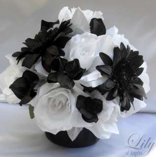   Wedding Table Decoration Center Piece Flower Vase Silk BLACK WHITE