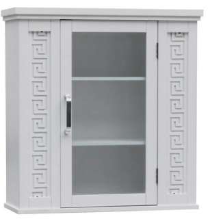 New Greek Key Bathroom Storage Wall Cabinet   White  