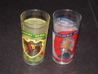 Vintage Glass 1981 & 1982 KENTUCKY DERBY horse racing  