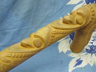 698 OLD CARVED FACES AFRICAN CLUB WOOD WALKING STICK  