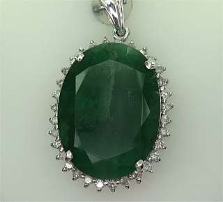 Neimans Genuine 15.50 Carat Natural Emerald & Diamond Pendant 14k 
