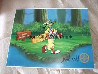Goofy Plays Golf Hand Signed Disney Sericel Marc Davis Custom 