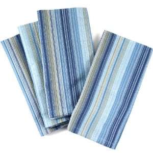 Cool Toned Blue Striped Cotton Napkins, Set Of 12  Kitchen 