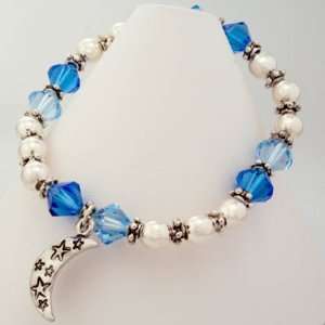   Charm Blue Swarovski Crystal Beaded Bracelet Arts, Crafts & Sewing