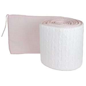  Tadpoles Cotton Cable Knit Crib Bumper, Pink: Baby