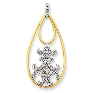   White and Yellow Gold Teardrop Diamond Pendant GEMaffair Jewelry