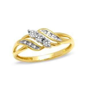   Diamond Accent Wavy Ring in 10K Two Tone Gold   Size 7 LADIES RINGS
