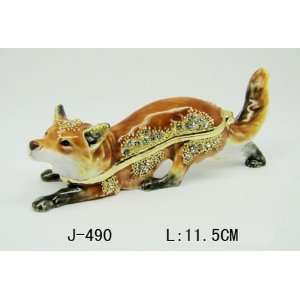 Crouching Red Fox With Crystal Accents 1.5in H 