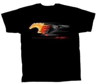  Ford Mustang T shirt Flaming Pony Muscle: Clothing