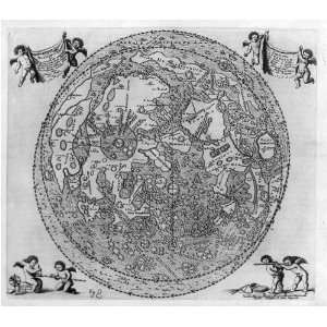  Johannes Hevelius,Selenographie,Map,Cherubs,1647