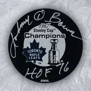 JOHNNY BOWER Maple Leafs SIGNED 1967 Stanley Cup PUCK