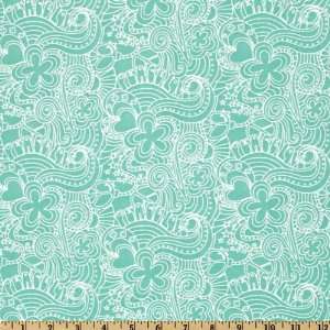  44 Wide Groovy Grafitti Turquoise Fabric By The Yard 