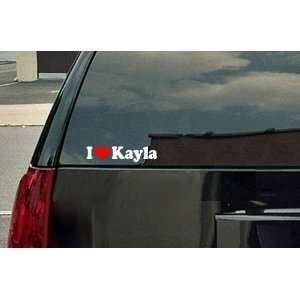 Love Kayla Vinyl Decal   White with a red heart