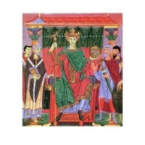 Holy Roman Emperor Otto III Enthroned, Accompanied on His Left by Two 