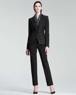 Armani Collezioni One Button Tweed Jacket, Geometric Print Silk Blouse 