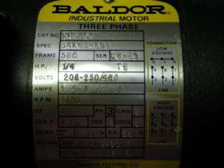 Baldor 3 Phase Electric Motor KM3454 1/4HP 208 230/460V  