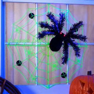 HUGE 25 dia Lighted Fiber Optic Spider And Spider Web  