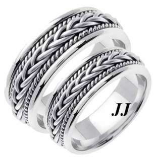 THIS IS A SOLID 14K WHITE GOLD THICK 7MM COMFORT FIT WEDDING BAND SET 