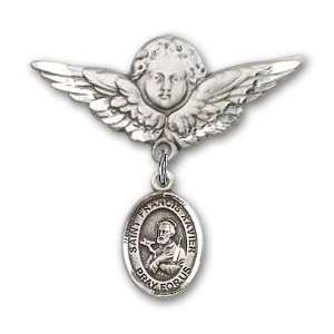 with St. Francis Xavier Charm and Angel w/Wings Badge Pin St. Francis 