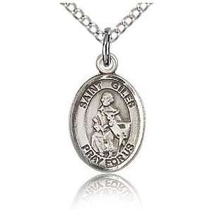  Sterling Silver 1/2in St Giles Charm & 18in Chain Jewelry