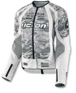 ICON Womens Merc Stage 3 Motorcycle Jacket White Large L NEW CT 