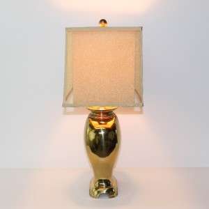 Vtg 1970s Hollywood Regency Brass Lamp with Shade Chinoiserie Asian 