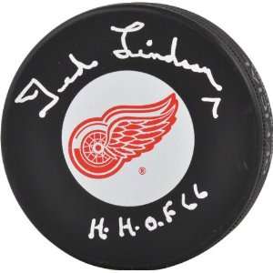 Ted Lindsay Autographed Puck  Details Detroit Red Wings, with H.H.O 