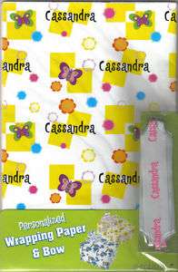Personalized Gift Wrap Wrapping Paper & Bow CASSANDRA  