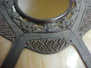   Lamp Shade Caramel Slag Glass 6 Panel Bronze Filigree Overlay 19 Dome