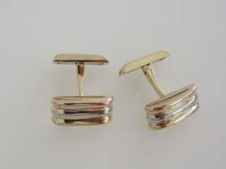 Cartier 18k. Tri Color Gold Cuff links Mint Condition With Box