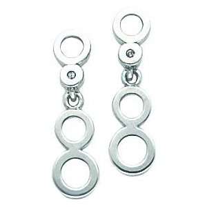    14K White Gold Diamond Circle Fancy Dangle Earrings: Jewelry