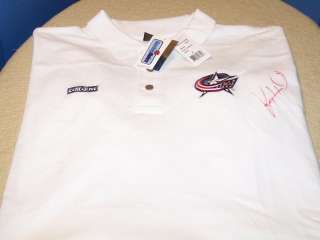Autographed COLUMBUS BLUE JACKETS NHL Hockey Team CCM Golf Polo Shirt 