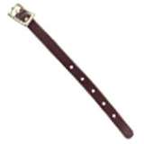 Brown leather luggage tag straps used with pouch laminated luggage 