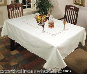 Holiday Battenburg Lace Beige 60x84 Fabric Tablecloth  