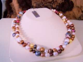   CGI Multicolor & Shape Freshwater Pearl Endless 36 inch Necklace NWT