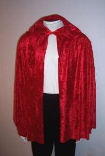 Costume Cape RED Panne Velvet Adult Little Riding Hood  