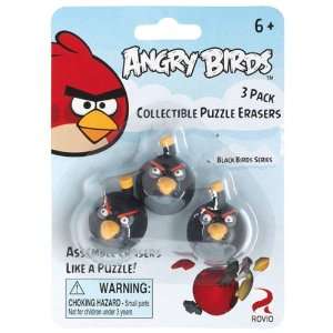   Birds Black Bird Collectible Puzzle Erasers 3 pack