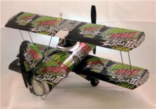 Collectible Mountain Dew Black II Aluminum Can Airplane BiPlane  