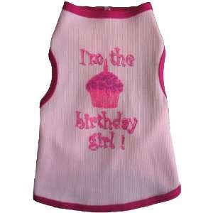   Pet Cotton T Shirt Tank, Birthday Girl, XX Small Pink